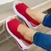 oiangi Slingback Sandals for Women Summer Comfy Open Toe Ankle Strap Hook&Loop Wedge Sandals Solid Shallow Mouth Casual Non-Slip Platform Beach Shoes Red view 2