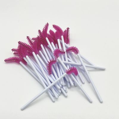 Alluring Disposable Curved Head Mascara Wands/Brushes Eyelash Extension - Color Brushes (Magenta 50 pcs)