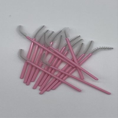 Alluring Disposable Curved Head Mascara Wands/Brushes Eyelash Extension - Color Brushes (Pink 50 pcs)