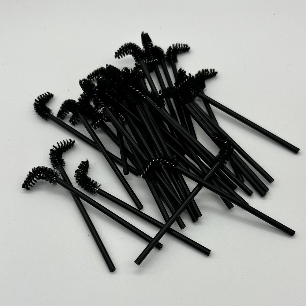 Alluring Disposable Curved Head Mascara Wands/Brushes Eyelash Extension - Color Brushes (Black 50)