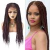 31" Hand-Braided 5.5X3.5 Swiss Lace Front Lightweight Twist Braids Wigs Micro Cornrow Half Box Heat Friendly African Hair with Baby Hair Lace Braided for Black Women #1B/99JT Black Mix Wine Red view 1