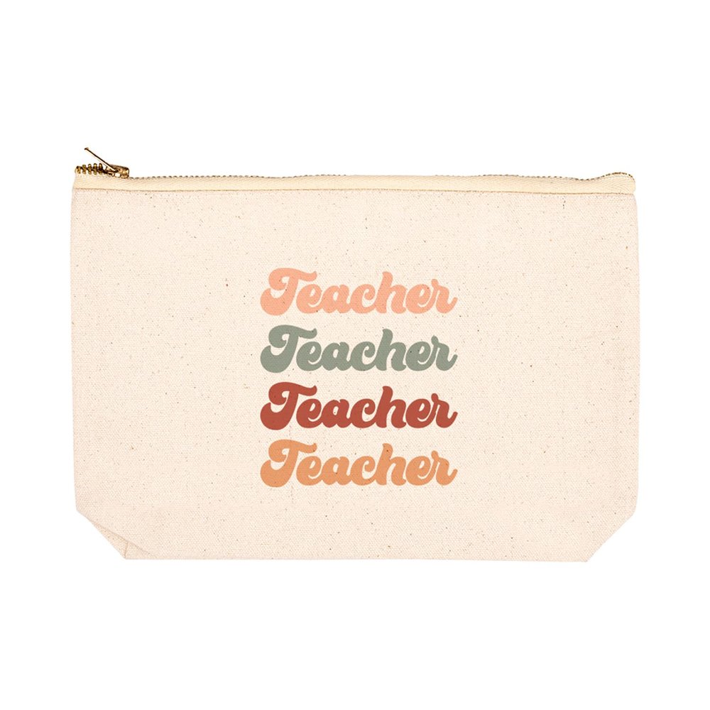 Andaz Press Teacher Appreciation Cosmetic Bags, Boho Aesthetic Bag, Canvas Makeup Bag & Accessories, Teacher Pouch Bag Teacher Zipper Pouch Teacher Appreciation Gifts, 9x 6.5, 1-Pack