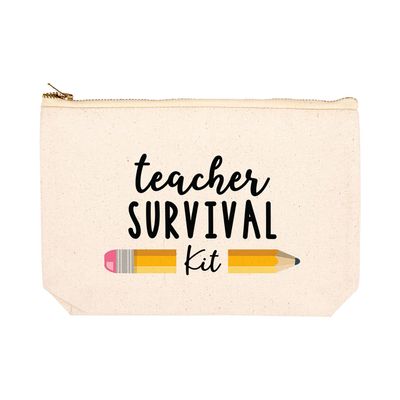 Andaz Press Teacher Appreciation Cosmetic Bags, Canvas Makeup Bag & Accessories, Teacher Pouch Bag, 9x 6.5, 1-Pack