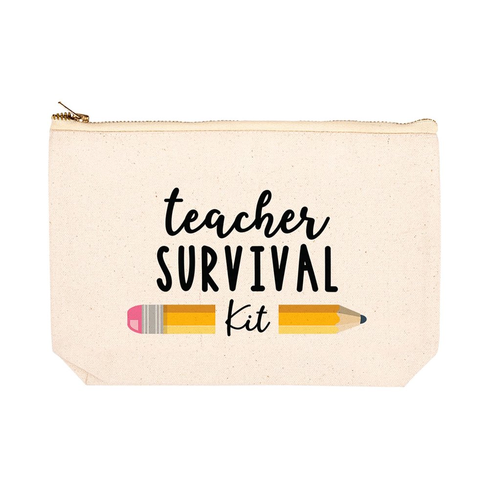 Andaz Press Teacher Appreciation Cosmetic Bags, Canvas Makeup Bag & Accessories, Teacher Pouch Bag, 9x 6.5, 1-Pack