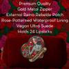 REINA REBELDE La Bolsa Red Clutch Cosmetics Luxury Makeup Bag 7" x 3.5" x 2.5" / Travel Size Cosmetics, Makeup, and Accessories Organizer/Hold Up to 23 Lipsticks/Spill-Proof Design view 4