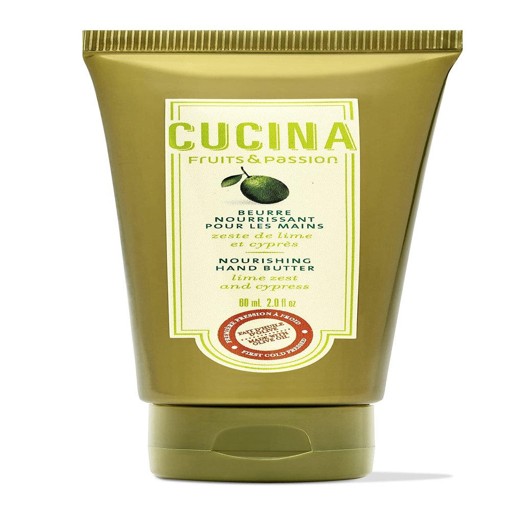 Fruits & Passion Cucina Lime Zest & Cypress Nourishing Hand Butter for Dry Cracked Hands, Rich Natural Formula with Cold-Pressed Olive Oil in Recyclable Jar, 2.0 fl oz