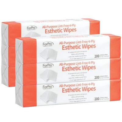 ForPro Professional Collection All-Purpose Lint-Free 4-Ply Esthetic Wipes, for Salon and Spa Use, Soft, Strong and Durable, Latex-Free, 2 x 2, 200-Count (Pack of 6)