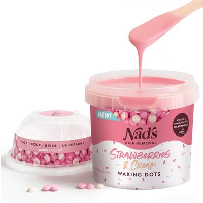 Nad's Waxing Dots - Strawberries & Cream Hard Wax Beads - Microwaveable No-Strip Formula For Women
