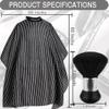 Borogo Professional Hair Cutting Cape with Neck Duster Brush, Salon Barber Cape, Hairdressing Accessories Black Stripe view 2