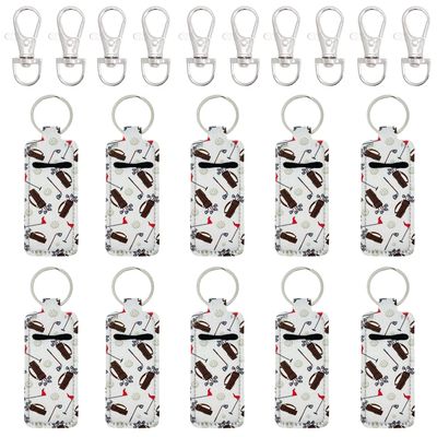 allydrew 10 Pack Chapstick Holder Keychain, Keyring for Lip Balm Lip Gloss Lipstick with 10 Pieces Metal Keyring Clasps, Golf
