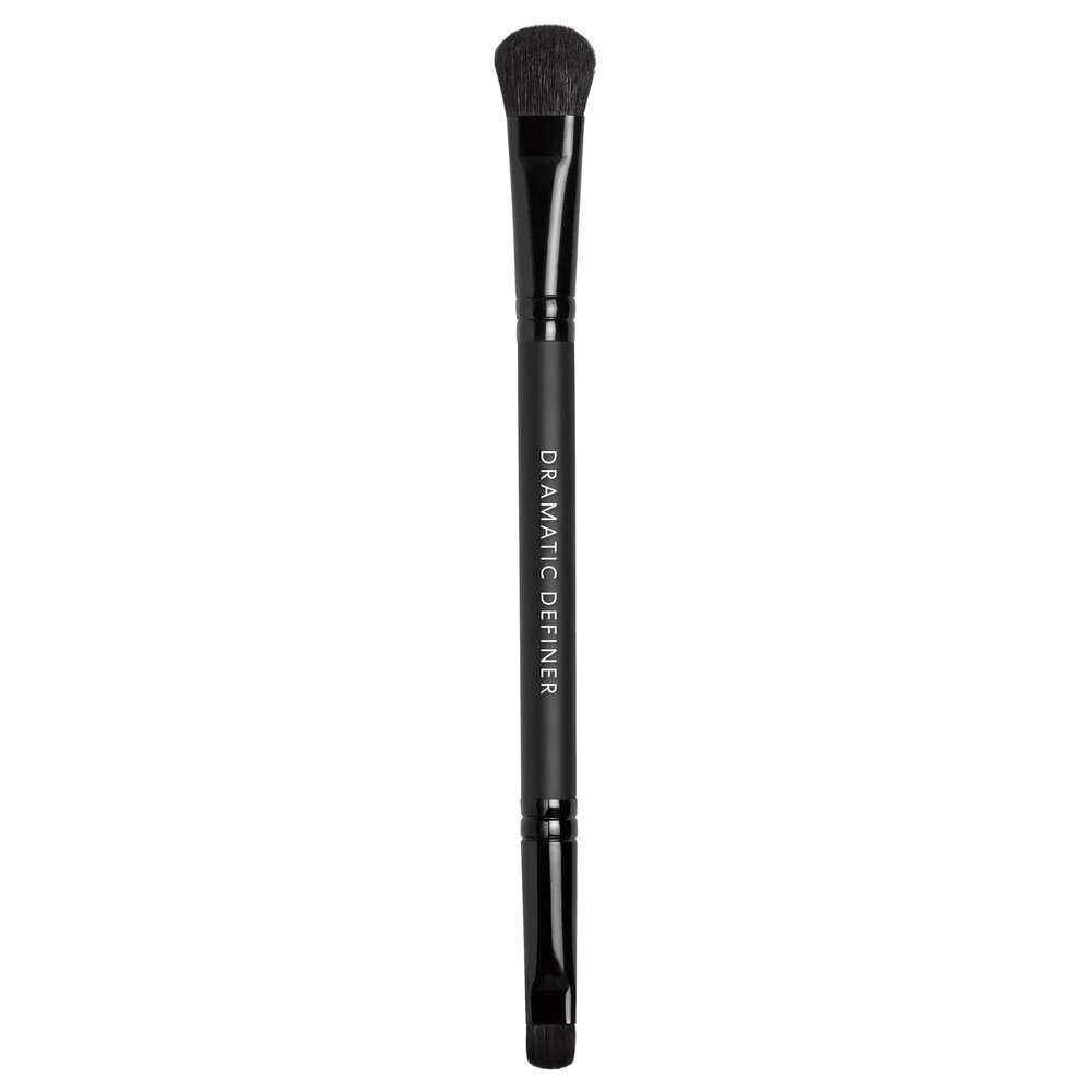 bareMinerals Dramatic Definer Eye Duo Brush, Flat Eyeshadow Brush to Build Color, Rounded Small Brush to Line + Define Eyes, Synthetic Fibers, Vegan