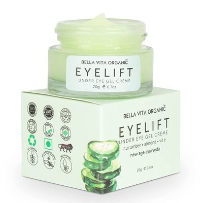 Bella Vita Organic EyeLift Hydrating Natural Under Eye Cream Gel for Dark Circles, Puffy Eyes, Wrinkles & Removal of Fine Lines for Women & Men, 20 gm