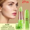 2Pcs Aloe Vera Lip Color Changing Lipstick Lip Balm Set, Green Magic PH Lipstick Color Change Changing Crystal Flower Jelly Lipstick Tinted Lip Balm Gloss Stain Makeup Set for Women Girls Waterproof view 2