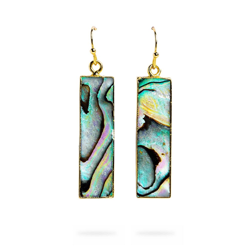 AYANA Healing Crystal Earrings for Women - Handmade Drop Earrings with Ethically Sourced Authentic Gemstones | Birthstone Jewelry for Women Trendy (Abalone)