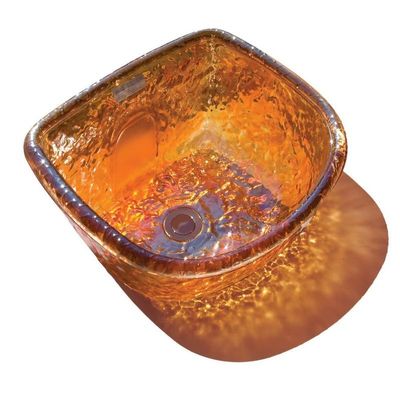 Round Glass Sink Bowl for Salon Pedicure Spa Foot Soak (Gold)