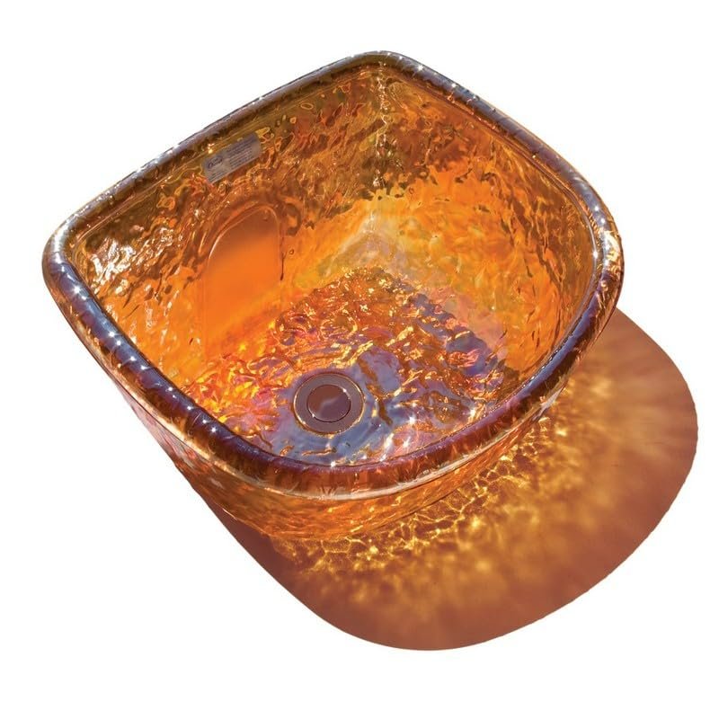 Round Glass Sink Bowl for Salon Pedicure Spa Foot Soak (Gold)