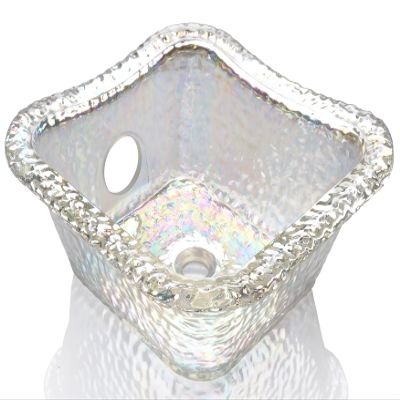 Square Glass Sink Bowl for Salon Pedicure Spa Foot Soak (Crystal)