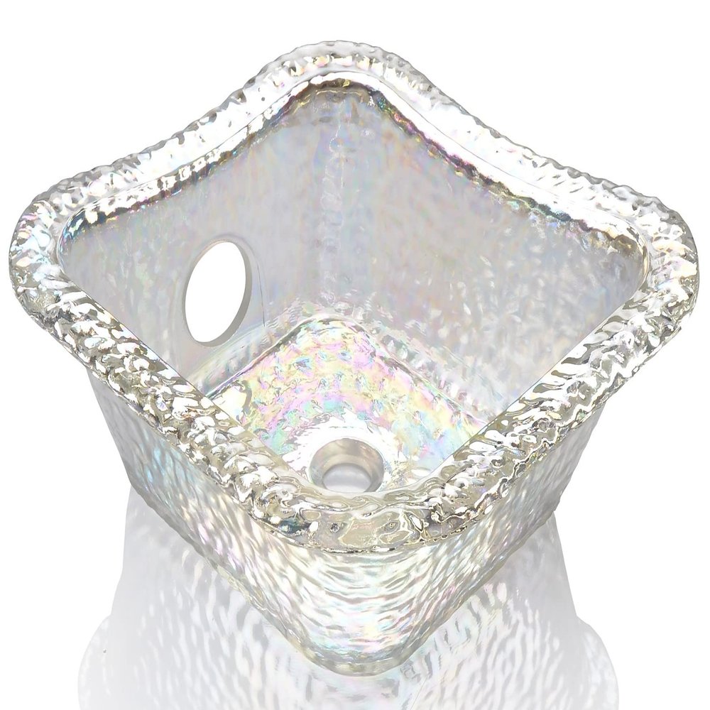 Square Glass Sink Bowl for Salon Pedicure Spa Foot Soak (Crystal)