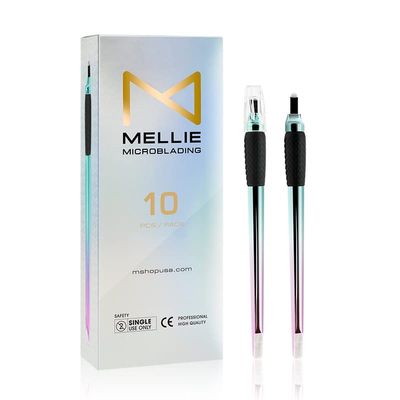 M Mellie Series Microblading Disposable Tools  10 Piece Pack of 18 Pin U-Shape Microblading Pens  Thin & Sharp Microblading Supplies (Rainbow U18 .18mm)