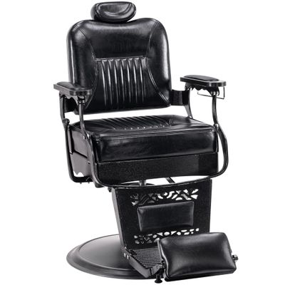 BarberPub Heavy Duty Metal Vintage Barber Chair All Purpose Hydraulic Recline Salon Beauty Spa Chair Styling Equipment 2925 (All Black)
