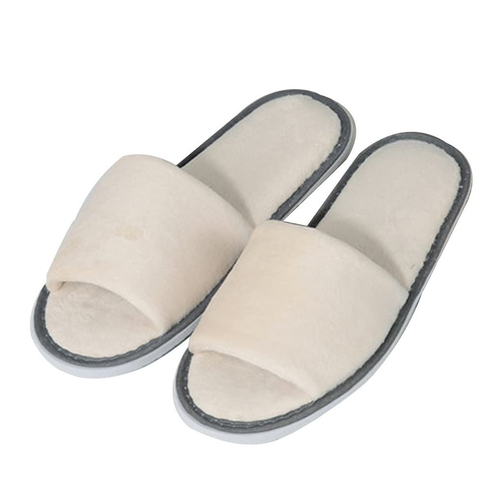 Spa Slippers Washable10 Pairs Open Toe Slippers Hotel Guest Slippers for Spa, Party Guest, Hotel and Travel, Fits Most Men and Women (Color : Beige, Size : 11x4.3inches)