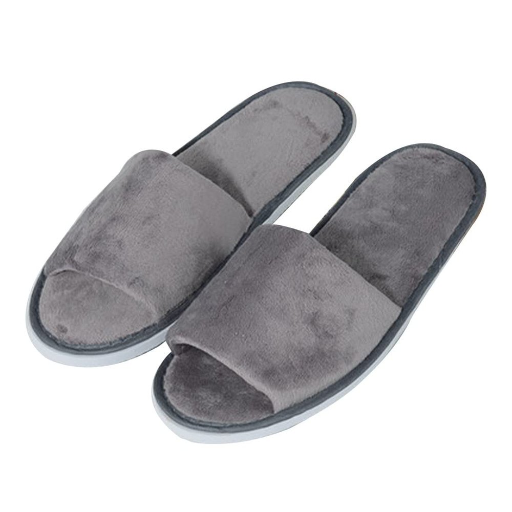 Spa Slippers Washable10 Pairs Open Toe Slippers Hotel Guest Slippers for Spa, Party Guest, Hotel and Travel, Fits Most Men and Women (Color : Dark Grey, Size : 11x4.3inches)