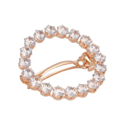 Accessher Rose Gold Hair Clip for Women | Handcrafted French Barrette with American Diamond Stones | Elegant Hair Accessory for Weddings, Parties & Ethnic Outfits | Pack of 1