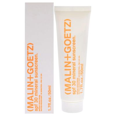 MALIN+GOETZ SPF 30 Mineral Sunscreen | Face & Body Broad Spectrum Sun Protection with Zinc Oxide, Titanium Dioxide, Shea Butter | Hydrating & Brightening | Vegan, Reef-Safe, Cruelty-Free (1.7 Fl Oz)
