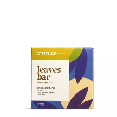ATTITUDE Detox Conditioner Bar, Natural Origin, Ideal for Oily Hair, Damaged Hair, Jojoba Oil, Vegan, Sea Salt, 4 Oz