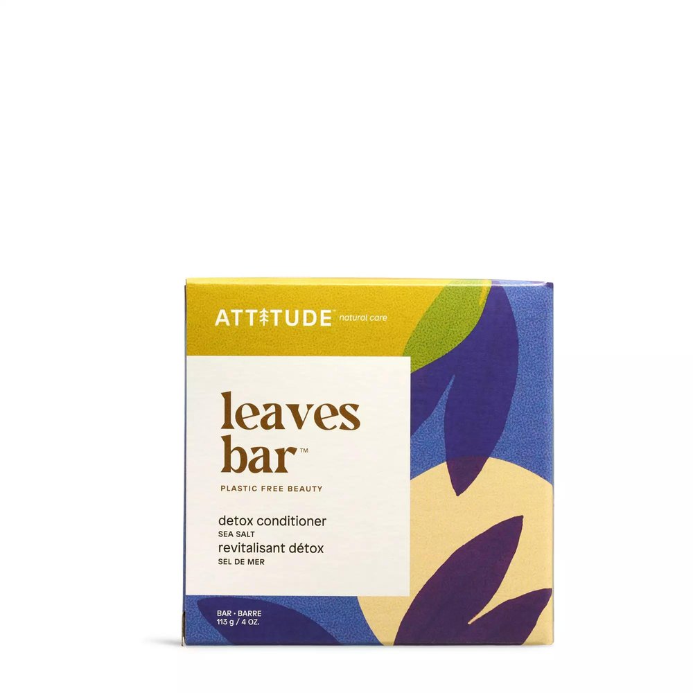 ATTITUDE Detox Conditioner Bar, Natural Origin, Ideal for Oily Hair, Damaged Hair, Jojoba Oil, Vegan, Sea Salt, 4 Oz