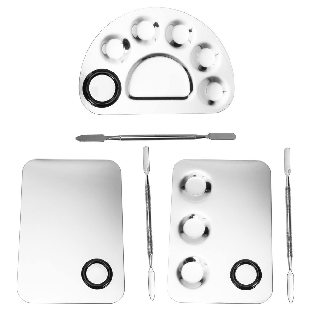 Beaupretty 3sets Stainless Steel Color Mixing Palette for Makeup and Nail Art Easy to Clean Suitable for Professionals and Home Use