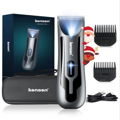 Body Hair Trimmer for Men, kensen Electric Groin Hair Trimmer, Christmas Gift Rechargeable Body Groomer, Replaceable Ceramic Blade Heads, IPX7 Waterproof Wet/Dry Clippers Male Pubic Hair Hygiene Razor
