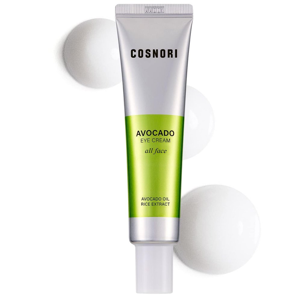 COSNORI Avocado Eye Cream - Nourishing Eye and Face Cream - with Organic Avocado and Rice Bran Extract  Korean Skincare  Anti Wrinkle and Depuff  Irritation Free Formula, 1.01 oz.