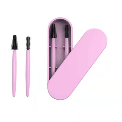 Aitakl Reusable Eyelash Brush, Silicone Eyelash Brush 2 Pcs with Portable Case(Pink)