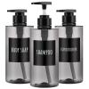 Segbeauty Shower Bottles Refillable, 3pcs 16.9oz/500ml Liquid Dispenser with Labels, Empty Plastic Lotion Pump Press Bottles for Shampoo, Conditioner, Body Soap, Hand Soap, Bathroom, Hotel - Gray view 1