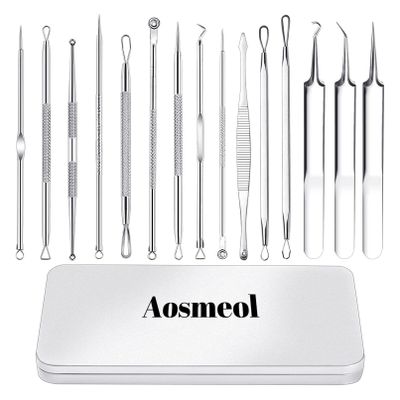 15 PCS Pimple Popper Tool Kit,Blackhead Remover Comedone Extractor Tools,Professional Pimple Comedone Extractor,Stainless Steel Skin Blemish Removal Acne Tools for Forehead Nose Face with Metal Case