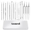 15 PCS Pimple Popper Tool Kit,Blackhead Remover Comedone Extractor Tools,Professional Pimple Comedone Extractor,Stainless Steel Skin Blemish Removal Acne Tools for Forehead Nose Face with Metal Case view 1