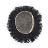 US Full Swiss Lace Afro Toupee for Men HD Lace Hairpieces for African American Brazilian Human Hair System Afro Kinky Curly Hair Super Natural Hairline 8x10'' Medium Density (8x10''-120% Medium Density, 1B# Off Black-10mm afro wave) view 3