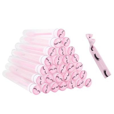 20 Pcs Pink wands + 1 pink hair tie Disposable Mascara Brushes Diamond Eyelash Spoolies Makeup Brush Mascara Wand in Sanitary Tube Lash Supplies