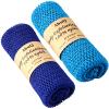 AbuQ 2 Pieces African net Sponge for exfoliating,African exfoliating net, African wash net, African Ghana Sapos scrubbing washcloth rag for Smoother Skin and Daily use,Blue-Blue view 1