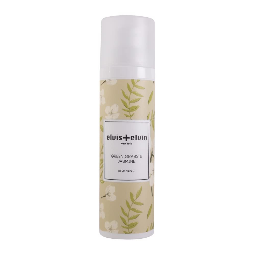 elvis+elvin Hyaluronic Acid Hydrating Moisturizing Hand Cream for All Skin Types with Shea Butter (Green Grass & Jasmine)