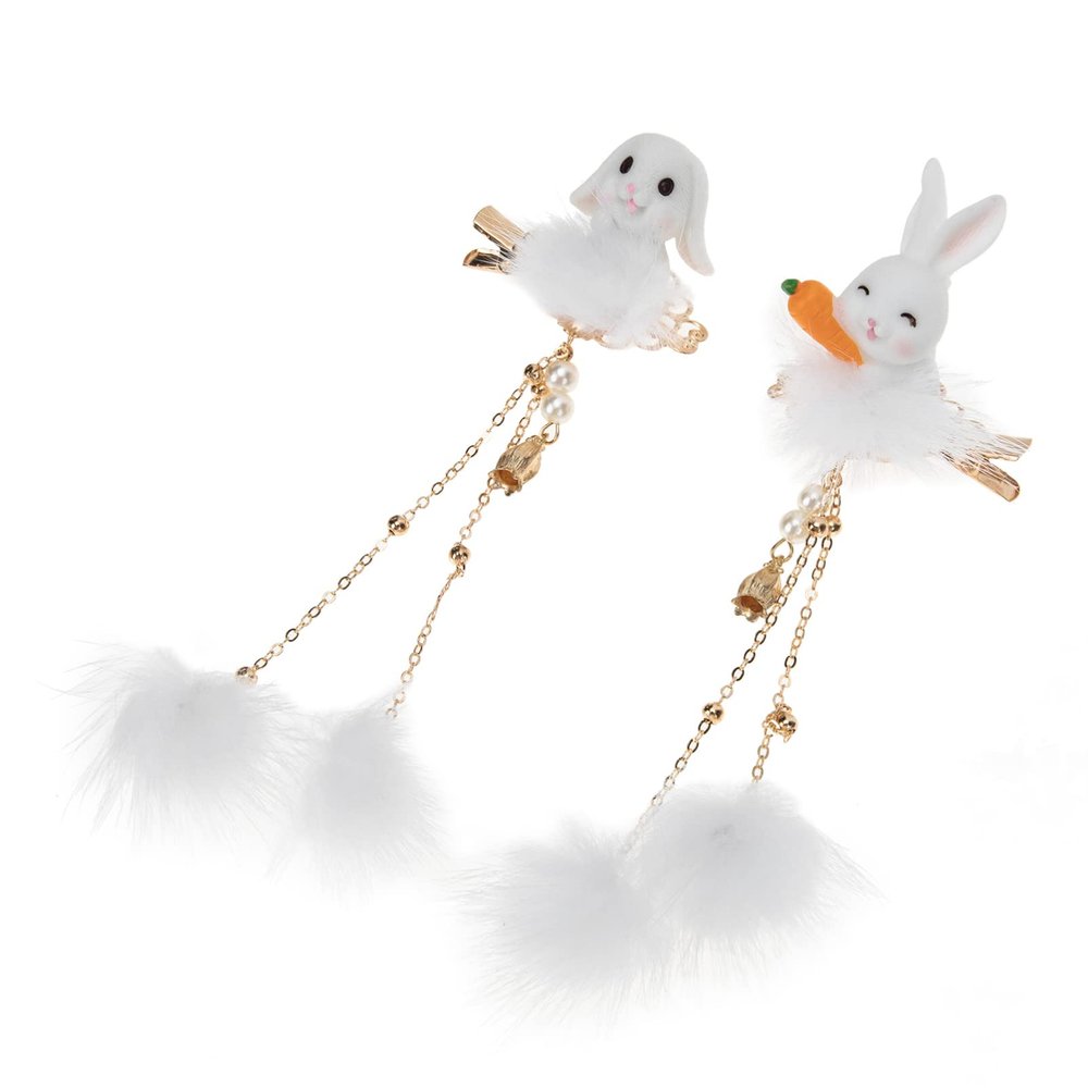 Beaupretty 1pair Lovely Plush Hair Clip Tassels Chinese Style Hairpins for Dances Parties and Photos Hair Ornament for Boys and Girls and Adults
