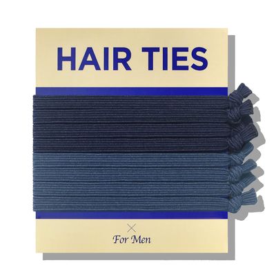 HAVHAF Knotted Men's Hair Ties - 8pcs (Thin, Denim) - No Damage Crease Breakage Bun Hair Tie For Men with Long, Curly, Thick Hair