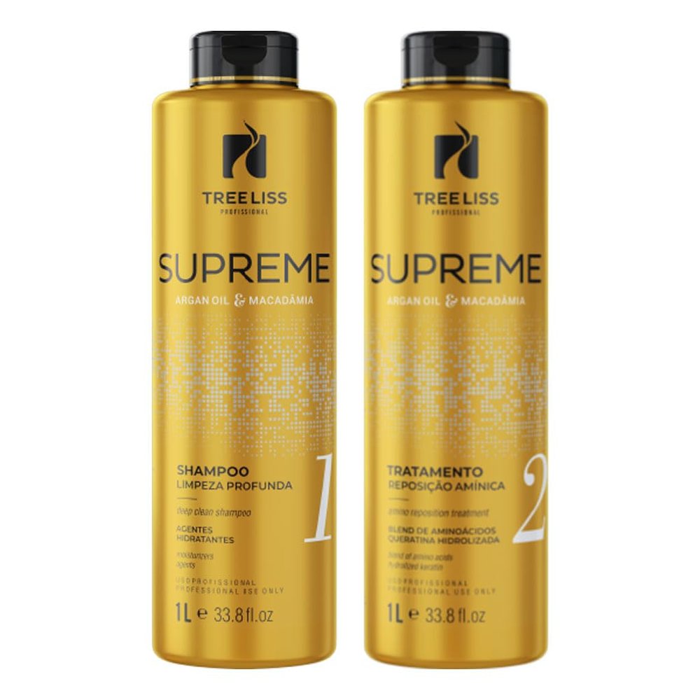 Tree Liss Profissional Tree Liss Kit Supreme Profissional 1 LT (2 Steps - Shampoo + Treatment) Capilar Keratin Formaldehyde Straightening Alisado, white