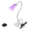 USB 3W UV LED Nail Dryer for Gel Nails,Ultraviolet Phone Glue Curing Lamp with Clip,Switch and US Power Adapter,NAI Lamp for Nail Art Silver view 1