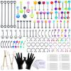 Complete 140PCS Piercing Kit with 14G 16G Stainless Steel and Acrylic Jewelry for All Body Piercings Including Eyebrow, Nose, Lip, Tongue, Ear, Tragus, and Belly Button - Includes Piercing Tools view 1