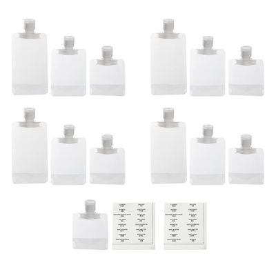 SOLUSTRE Toiletry Pouches Travel 14pcs Dispensing Bottle Set Makeup Bag for Lotion Cream Shampoo Storage