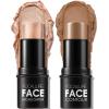 FOCALLURE 2 Pcs Mineral Cream Contour Stick,Moisturize Highlighter and Bronzer Pen,Non Stick Face Brightens & Shades Pencil,Long Lasting & Smooth Gliding Face Illuminator Makeup,Medium view 1