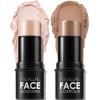 FOCALLURE 2 Pcs Mineral Cream Contour Stick,Moisturize Highlighter and Bronzer Pen,Non Stick Face Brightens & Shades Pencil,Long Lasting & Smooth Gliding Face Illuminator Makeup,Light-medium view 1