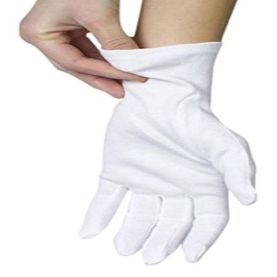 ANSMIO Cotton Gloves - 3 Pairs White, Moisturizing Night Gloves for Dry Hands, Size L
